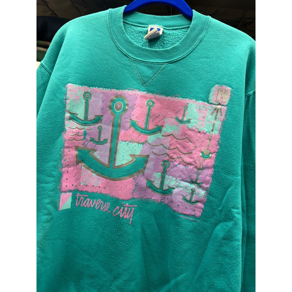 Size L vintage 90s Russell athletics meeting USA Traverse City sweatshirt crew - Picture 2 of 8